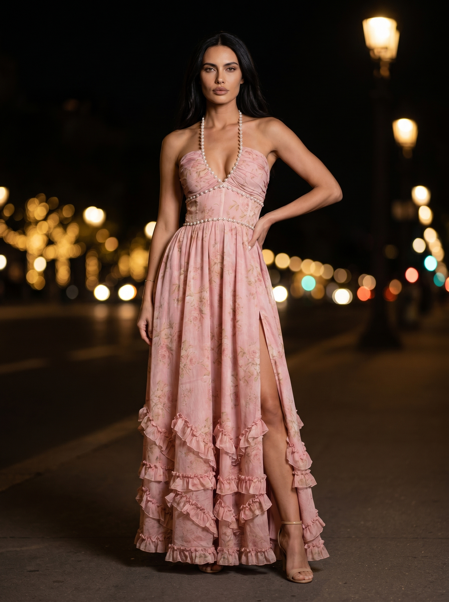 SIENA | EVENING MAXI DRESS - Ballet Rose, front