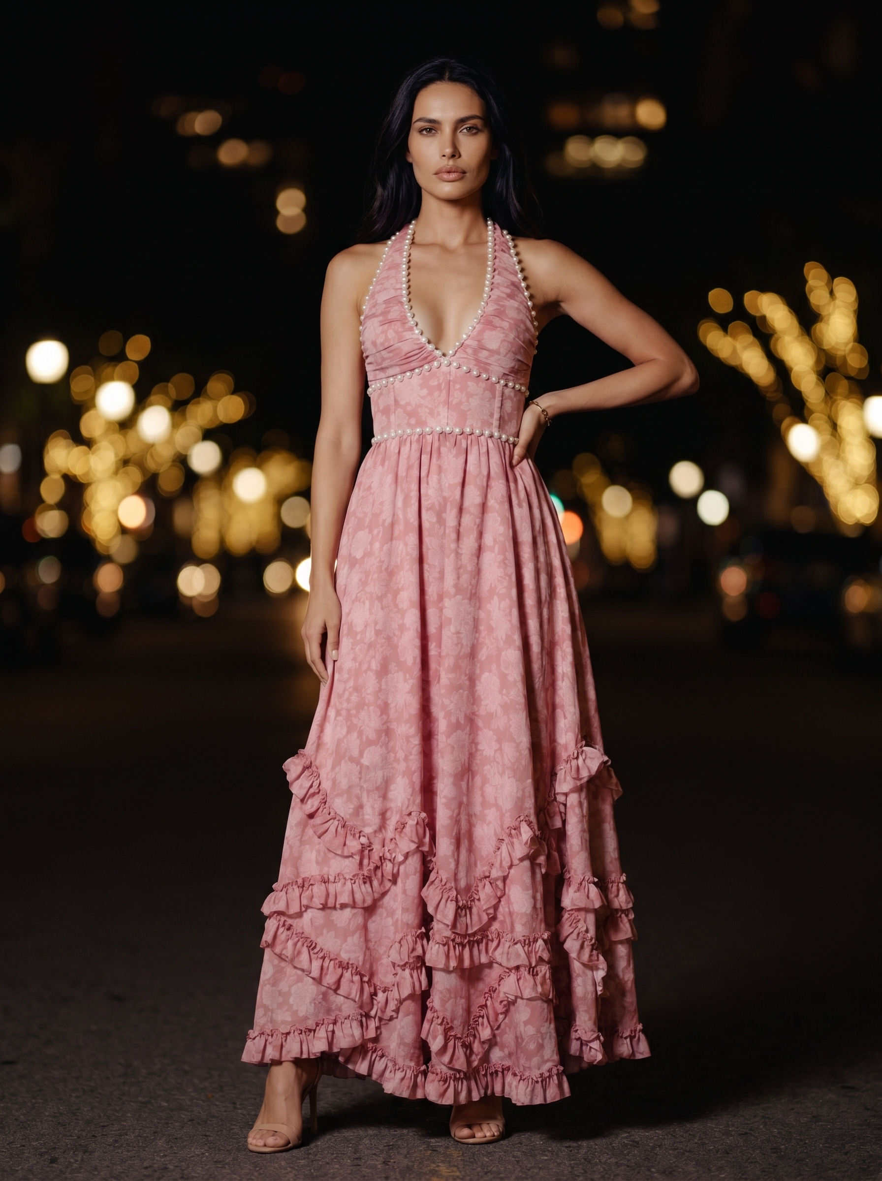 SIENA | EVENING MAXI DRESS - Blush Petal, front