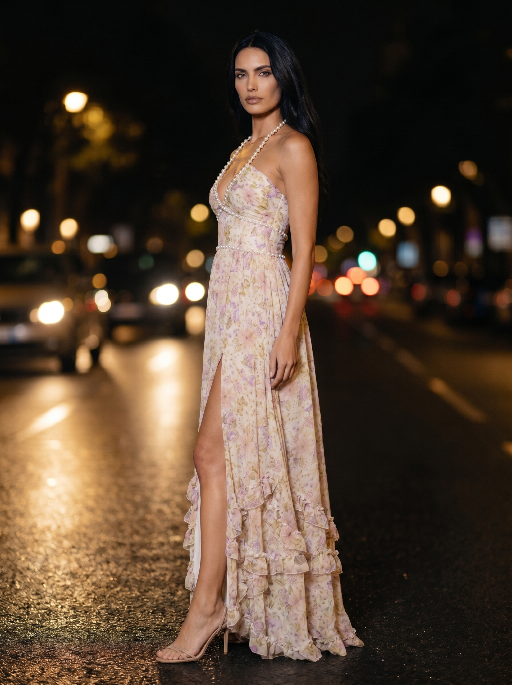 SIENA | EVENING MAXI DRESS - Champagne, side