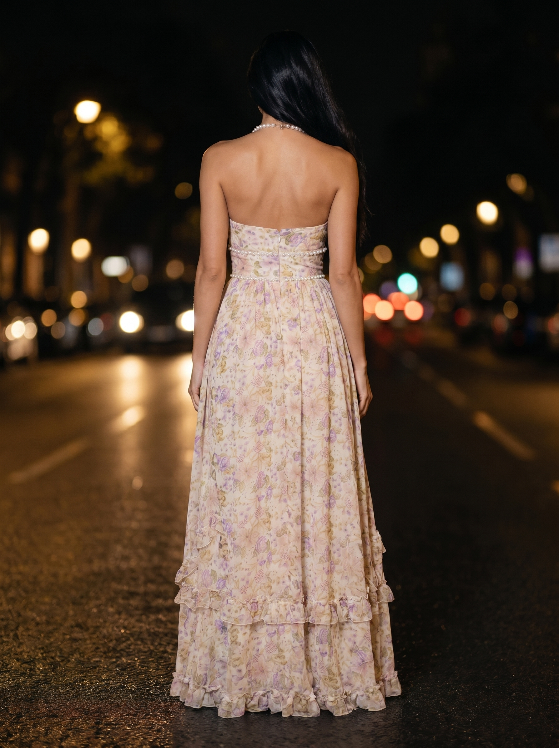 SIENA | EVENING MAXI DRESS - Champagne, back
