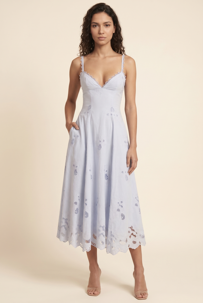VERENA | RUCHED PLUNGE MAXI DRESS - Blue