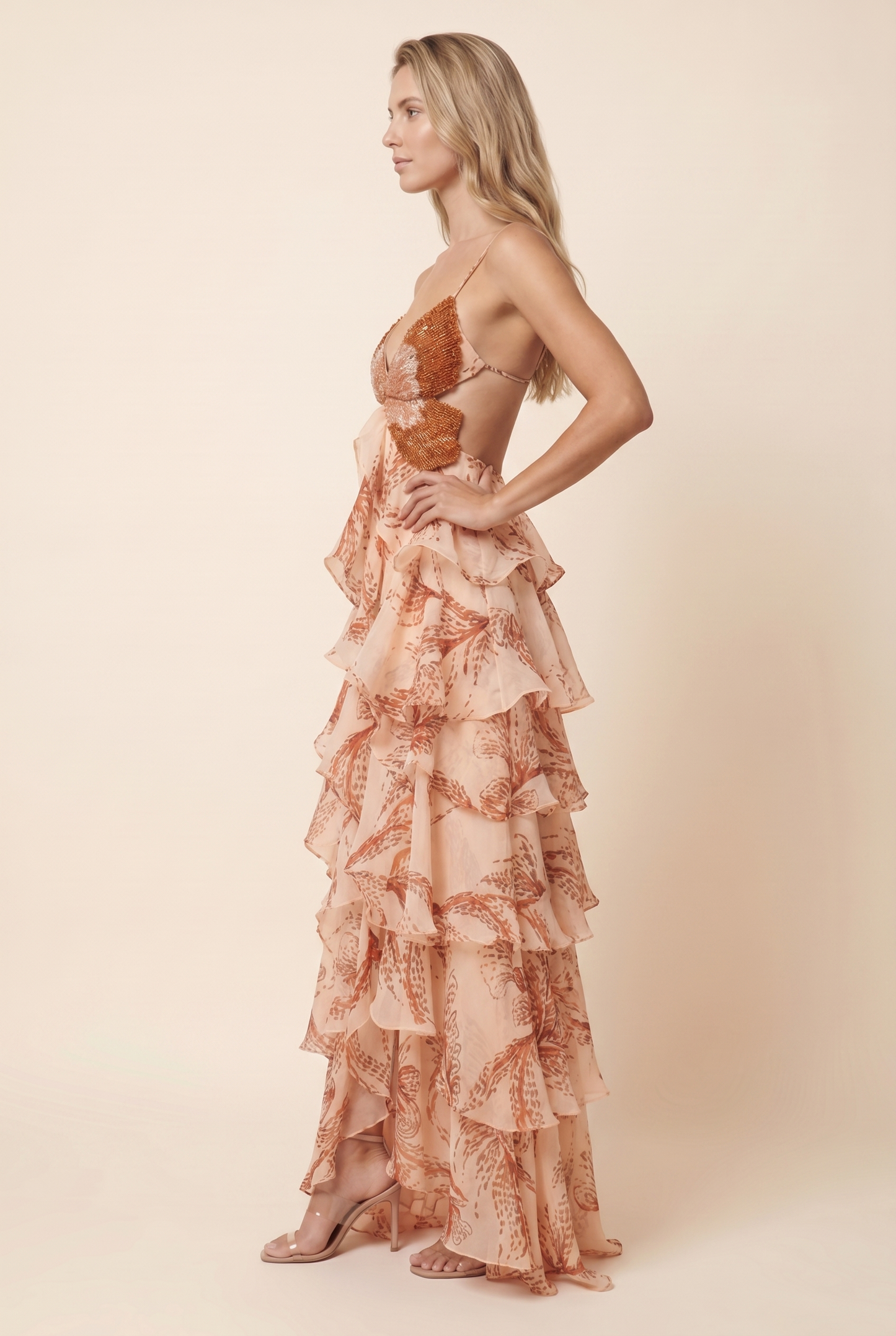 KIRA | BUTTERFLY RUFFLE MAXI DRESS