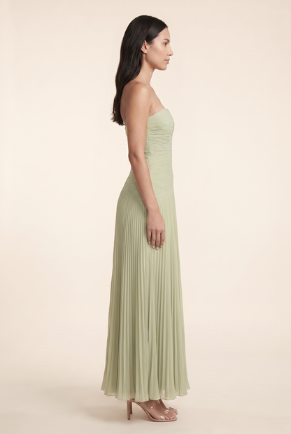NELLIE | PLEATED STRAPLESS MAXI DRESS