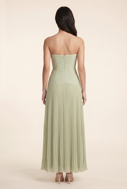 NELLIE | PLEATED STRAPLESS MAXI DRESS