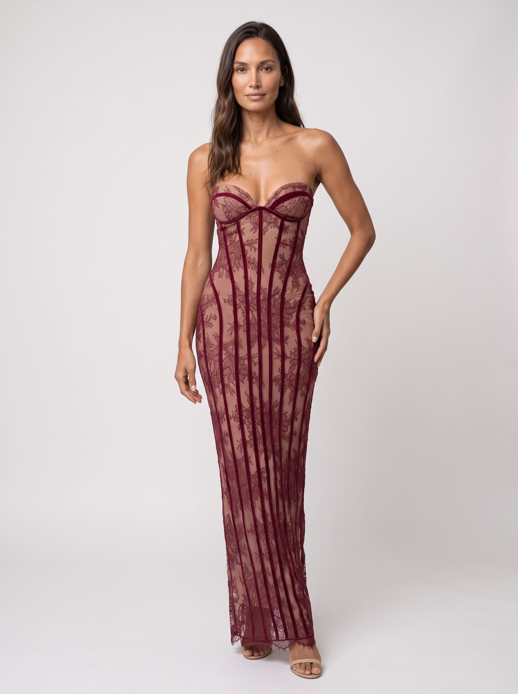 SUSANNA | SWEETHEART MAXI DRESS - Burgundy