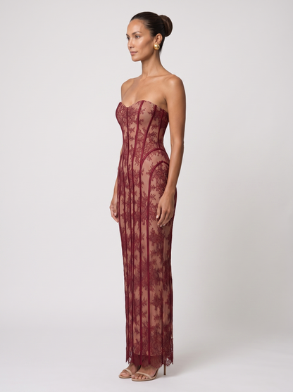 SUSANNA | SWEETHEART MAXI DRESS - Burgundy