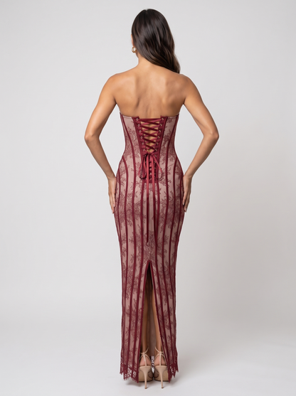 SUSANNA | SWEETHEART MAXI DRESS - Burgundy