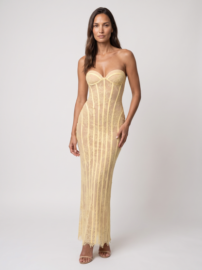 SUSANNA | SWEETHEART MAXI DRESS - Lemon