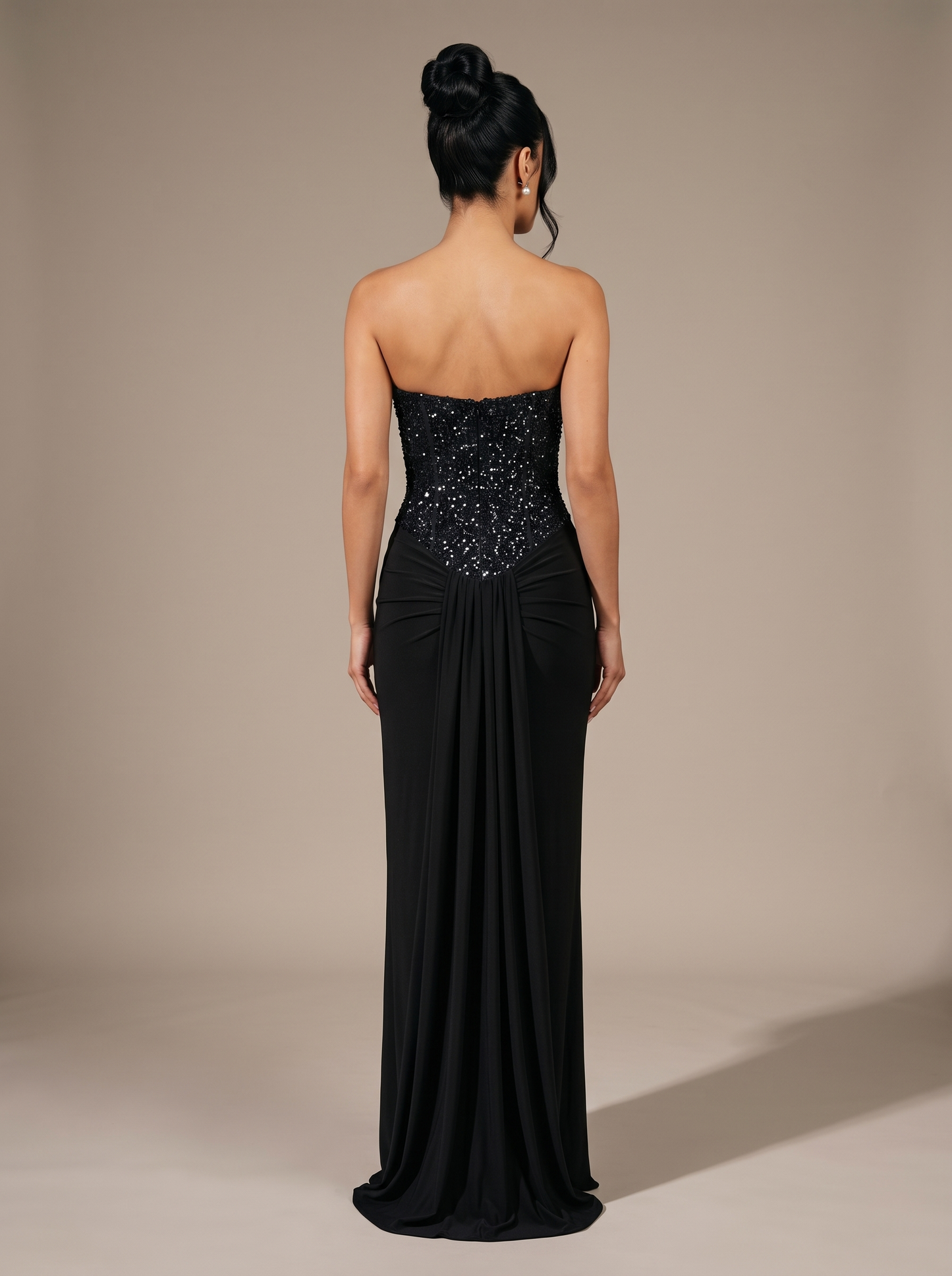 HENLEY | STRAPLESS EVENING GOWN - Black, back
