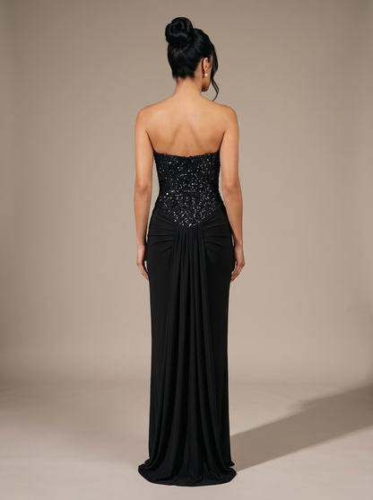 HENLEY | STRAPLESS EVENING GOWN - Black, back