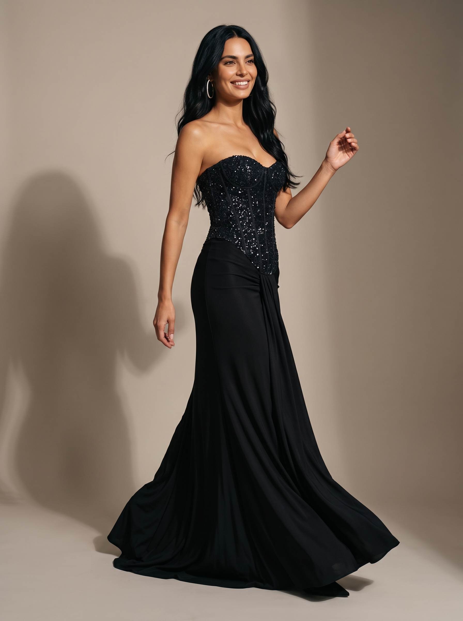 HENLEY | STRAPLESS EVENING GOWN - Black