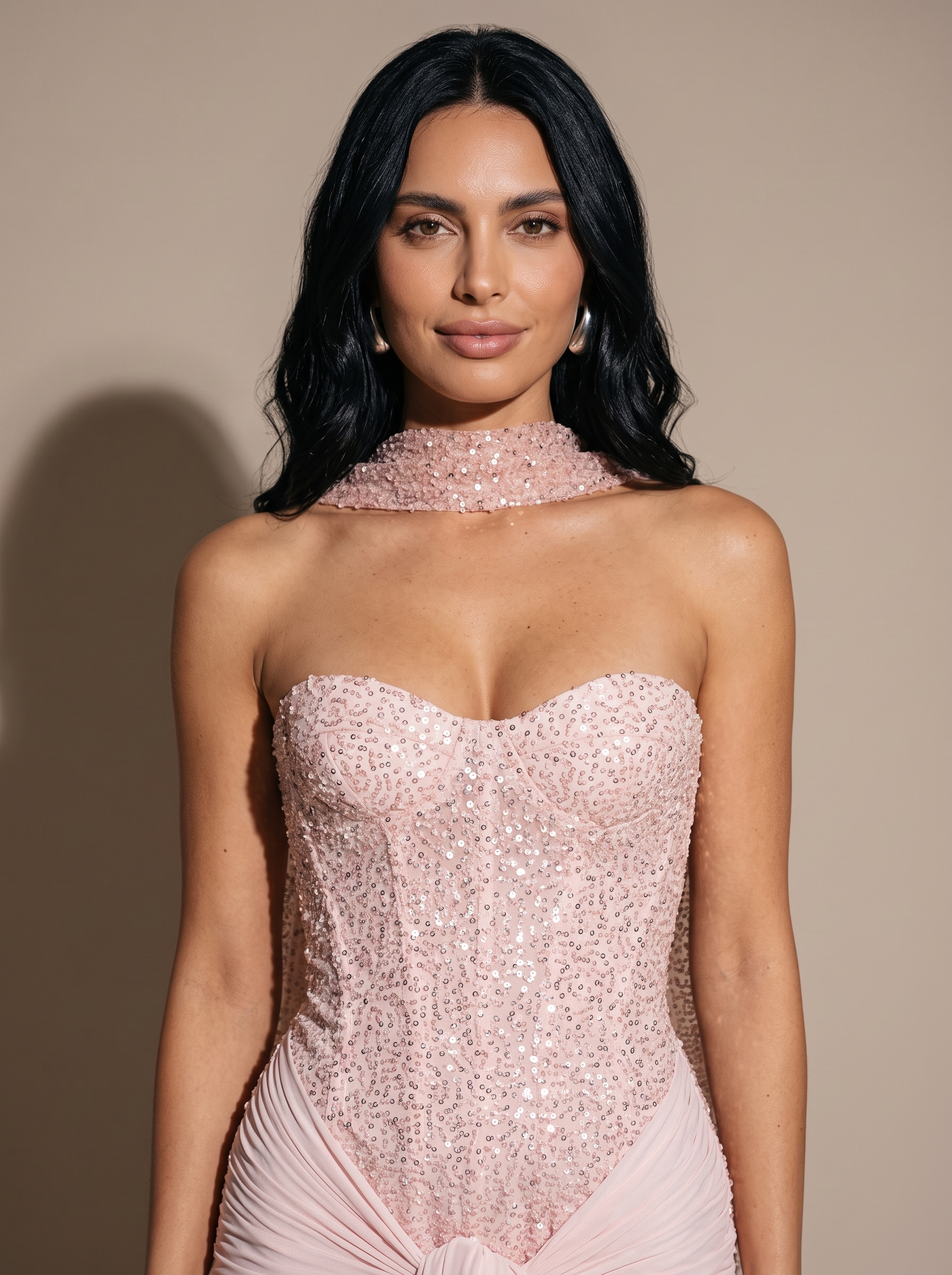 HENLEY | STRAPLESS EVENING GOWN - Pink, close up