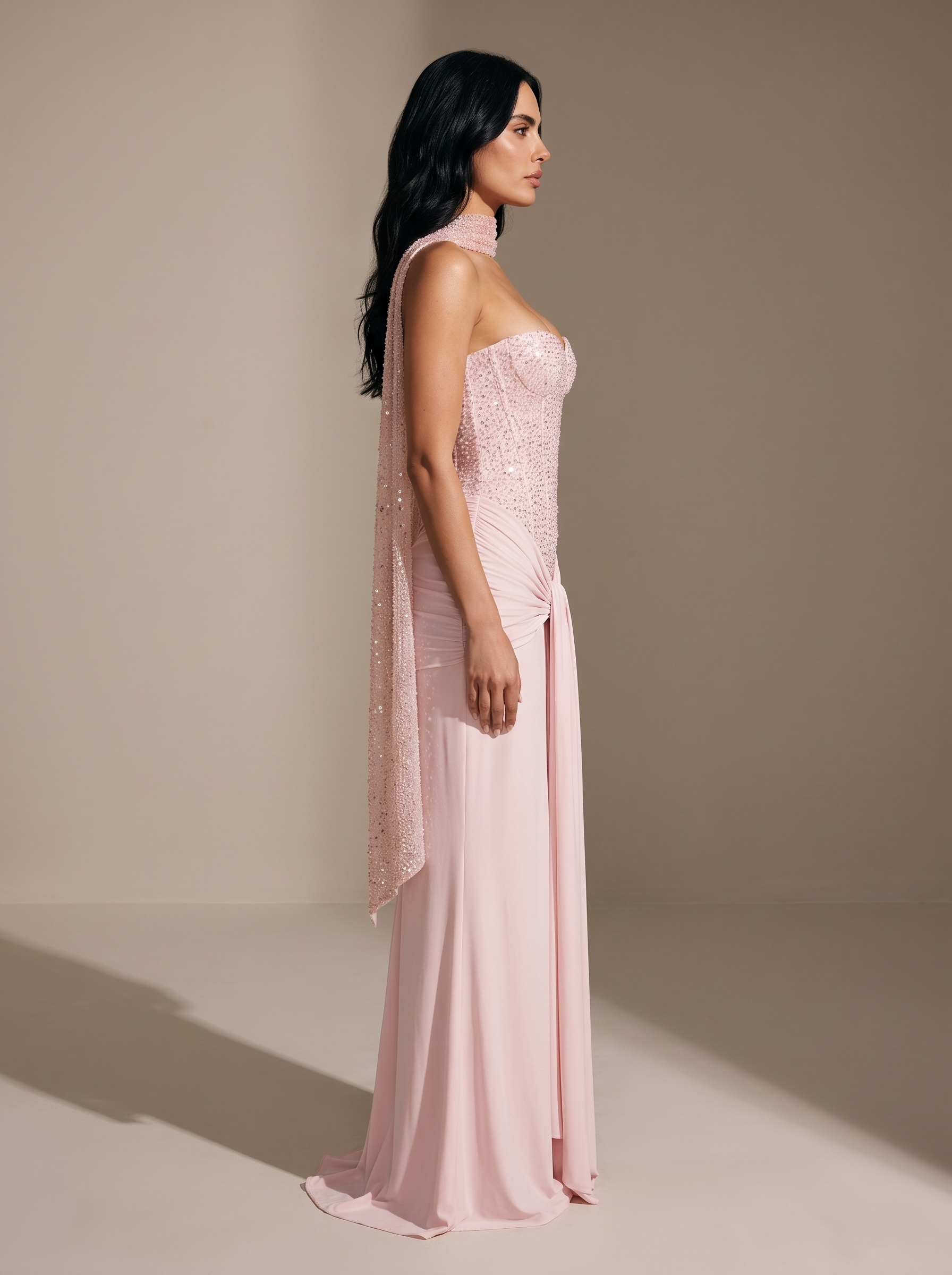 HENLEY | STRAPLESS EVENING GOWN - Pink, side