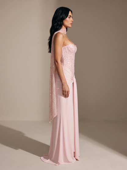 HENLEY | STRAPLESS EVENING GOWN - Pink, side