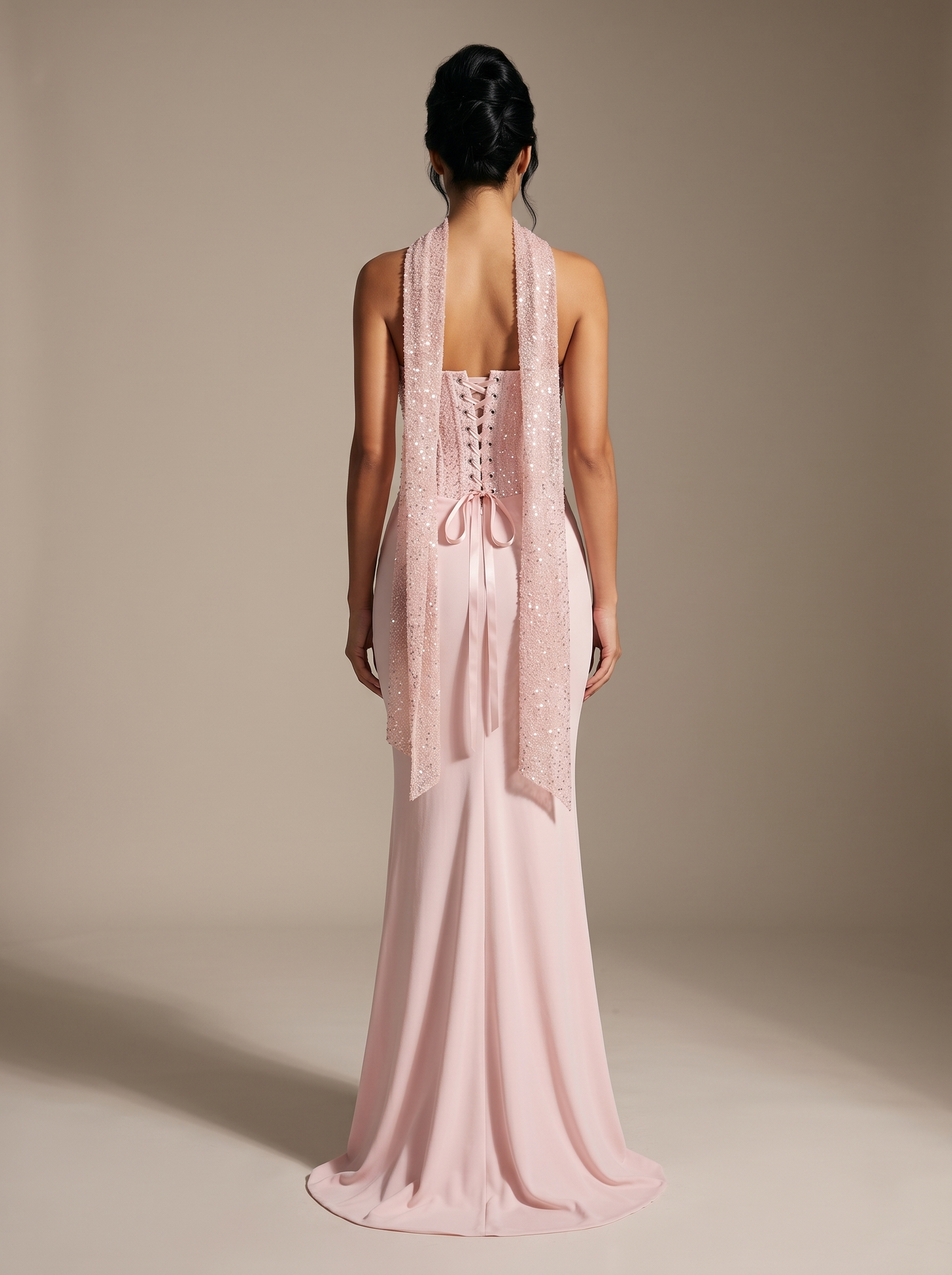 HENLEY | STRAPLESS EVENING GOWN - Pink, back