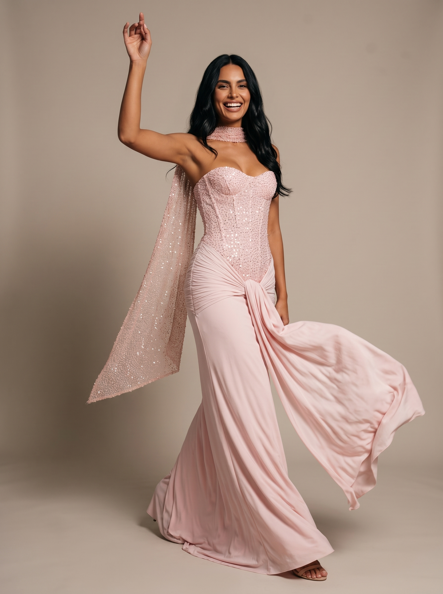 HENLEY | STRAPLESS EVENING GOWN - Pink