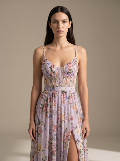 ROBIN | WINTER MAXI DRESS - Lavender, close up