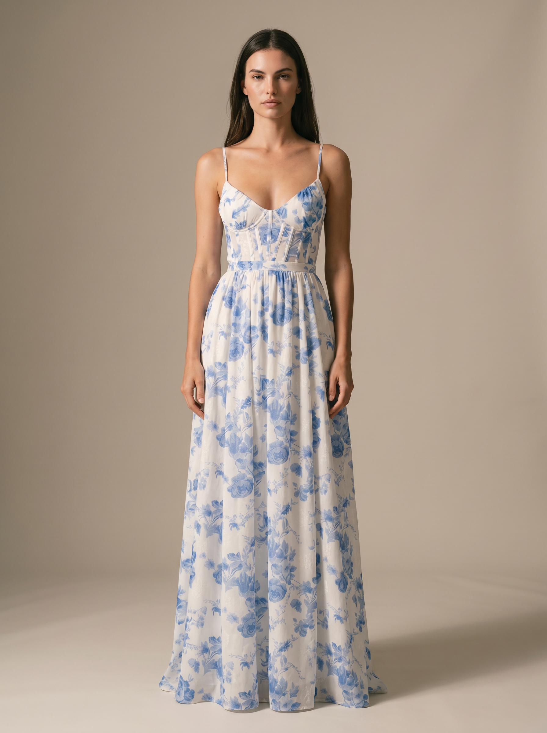 ROBIN | WINTER MAXI DRESS - Blue Meadow, front