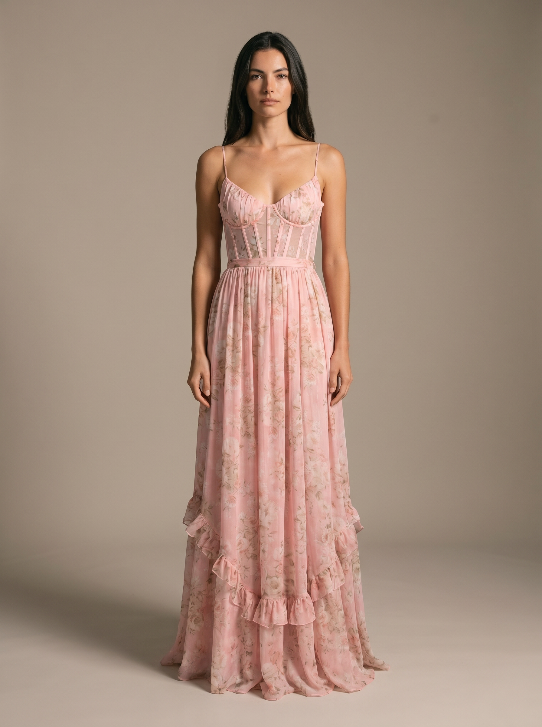 ROBIN | WINTER MAXI DRESS - Blush Garden, front