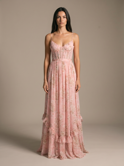 ROBIN | WINTER MAXI DRESS - Blush Garden, front