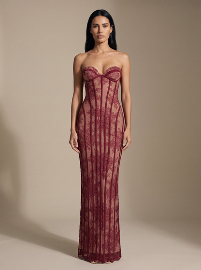 SOLEIL | COCKTAIL MAXI DRESS - Burgundy, front