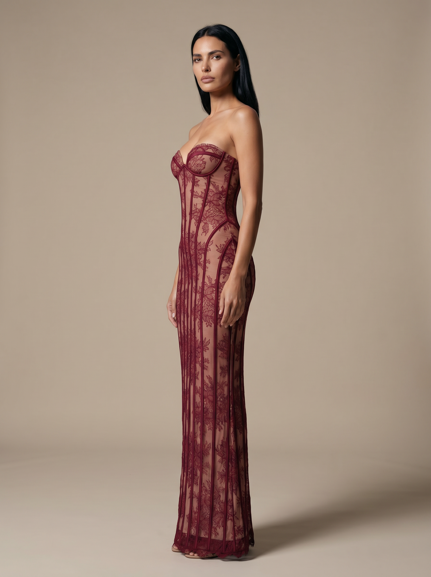SOLEIL | COCKTAIL MAXI DRESS - Burgundy, side
