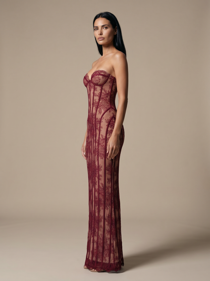 SOLEIL | COCKTAIL MAXI DRESS - Burgundy, side