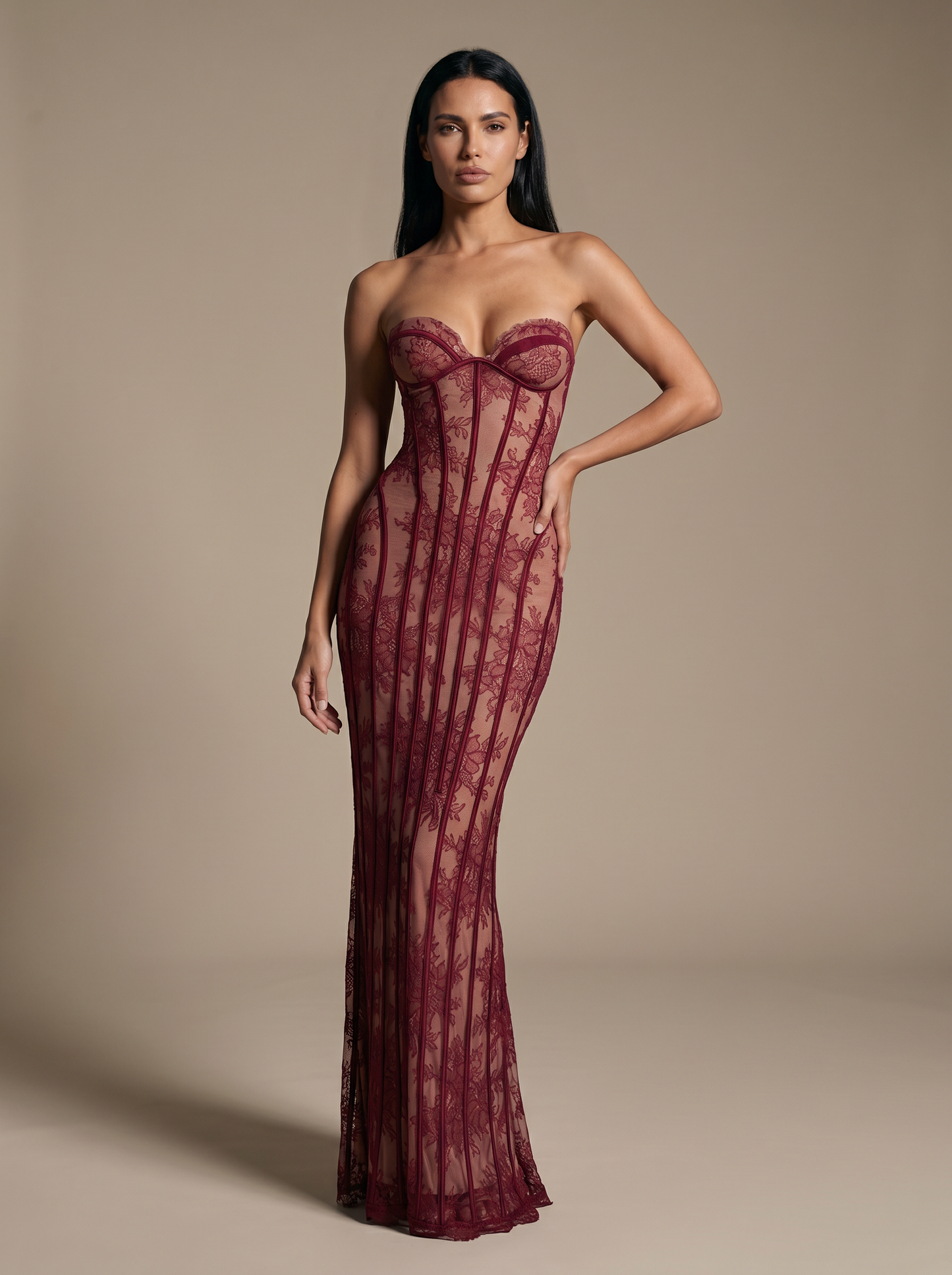 SOLEIL | COCKTAIL MAXI DRESS - Burgundy