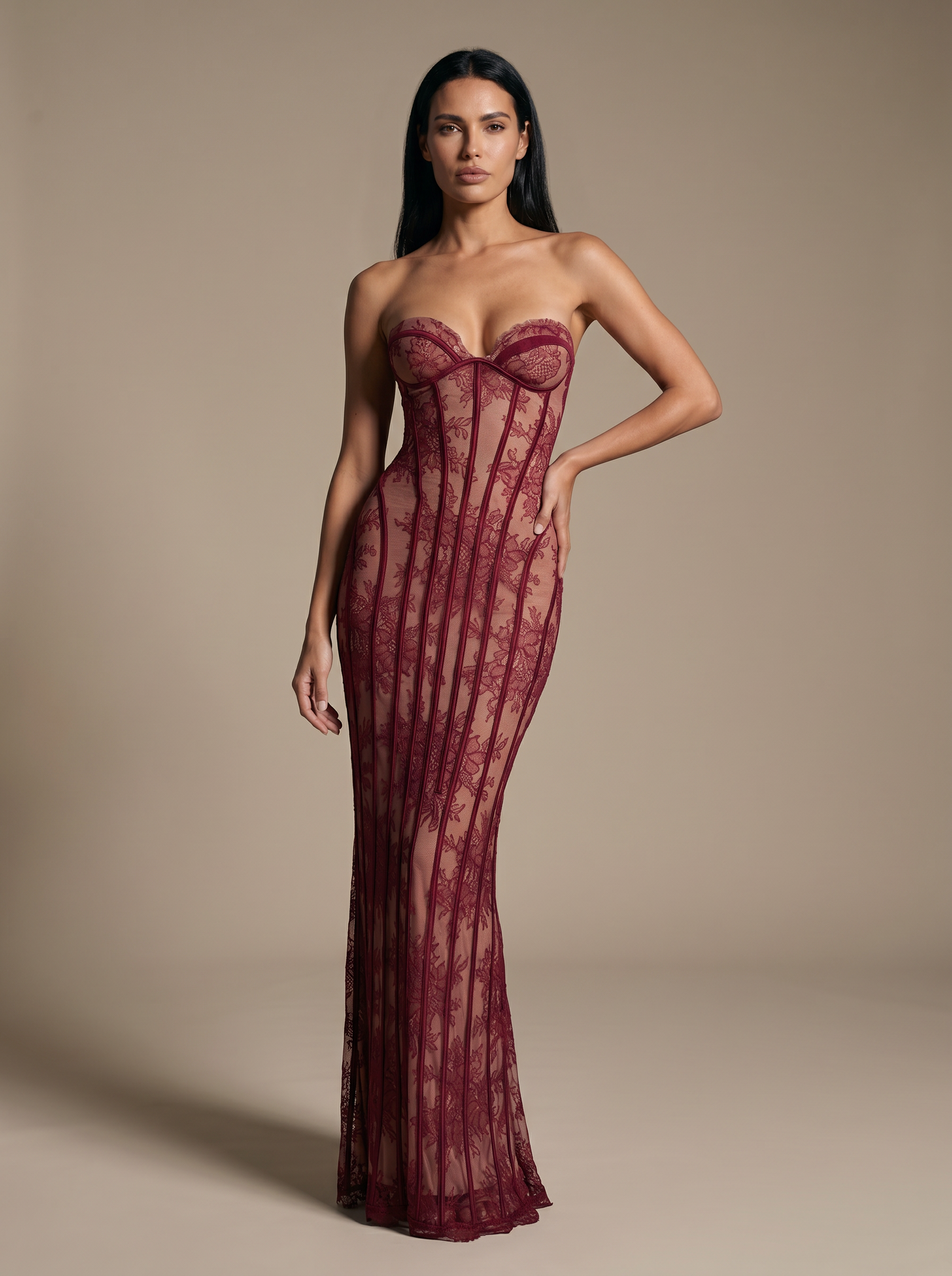SOLEIL | COCKTAIL MAXI DRESS - Burgundy