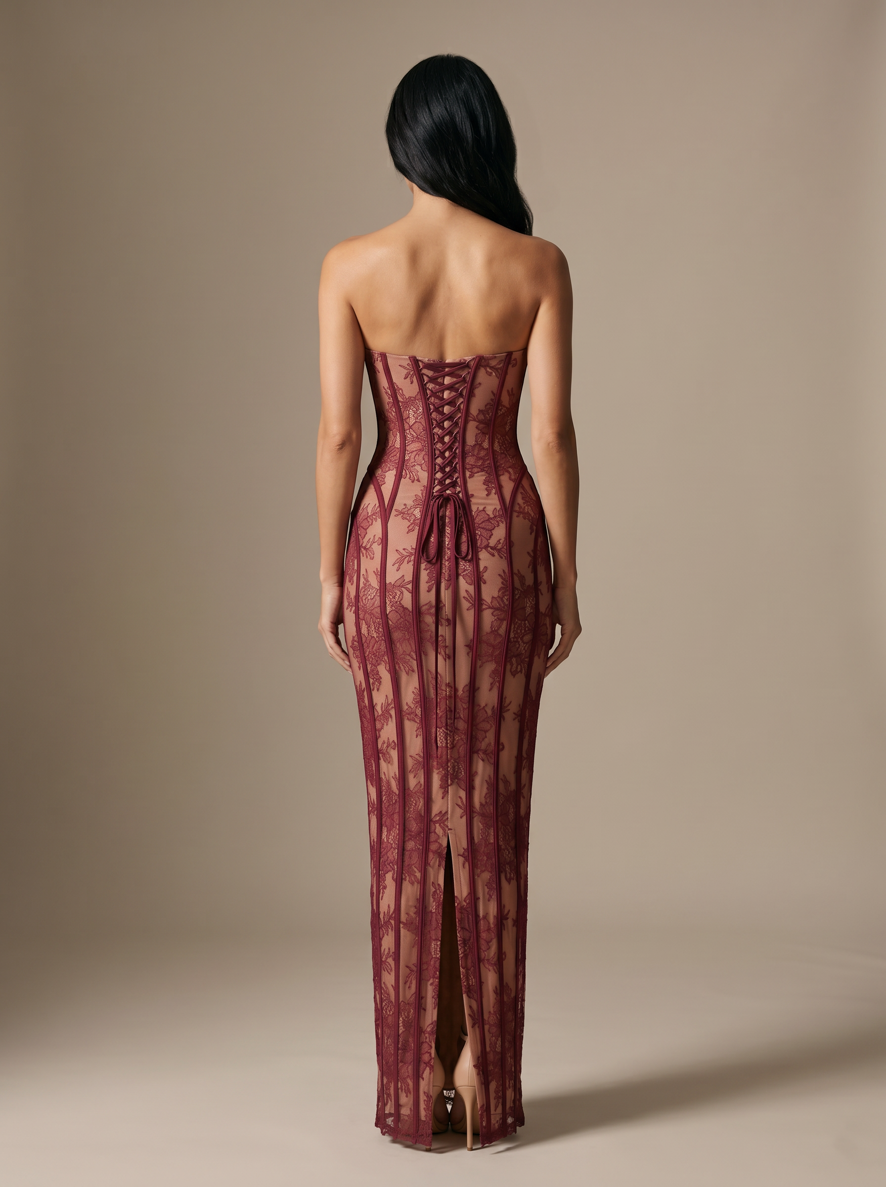 SOLEIL | COCKTAIL MAXI DRESS - Burgundy, back