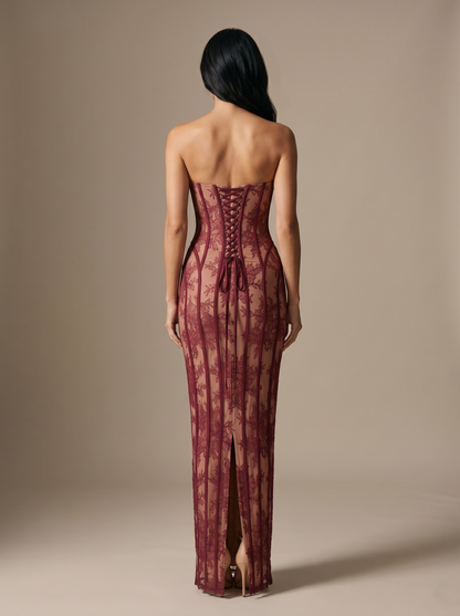 SOLEIL | COCKTAIL MAXI DRESS - Burgundy, back