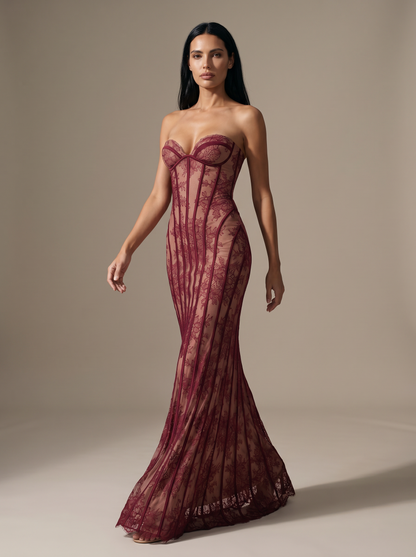 SOLEIL | COCKTAIL MAXI DRESS - Burgundy