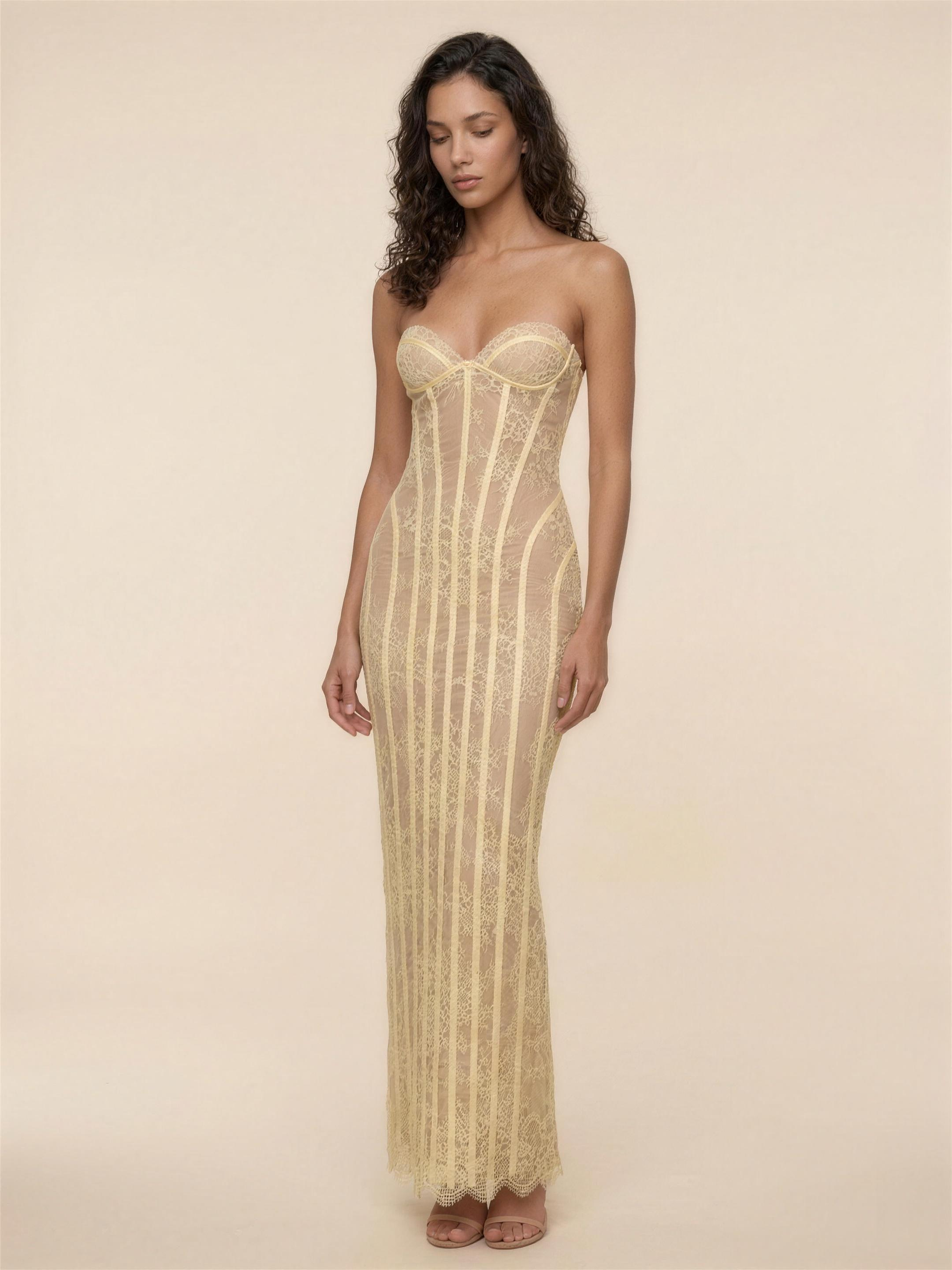 CHARLEE | JEAN MAXI DRESS - Lemon