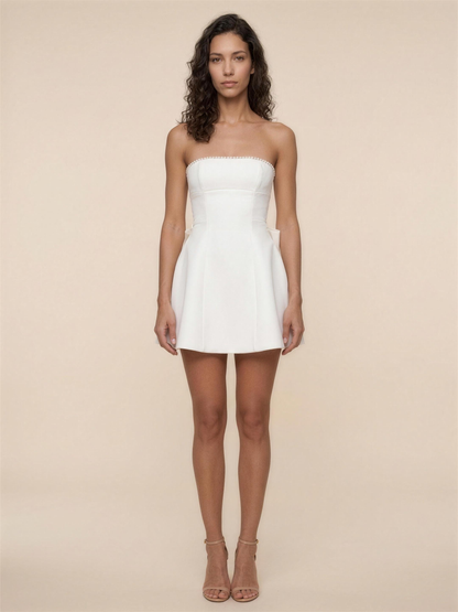 ALYSSA | STRAPLESS MINI DRESS - White