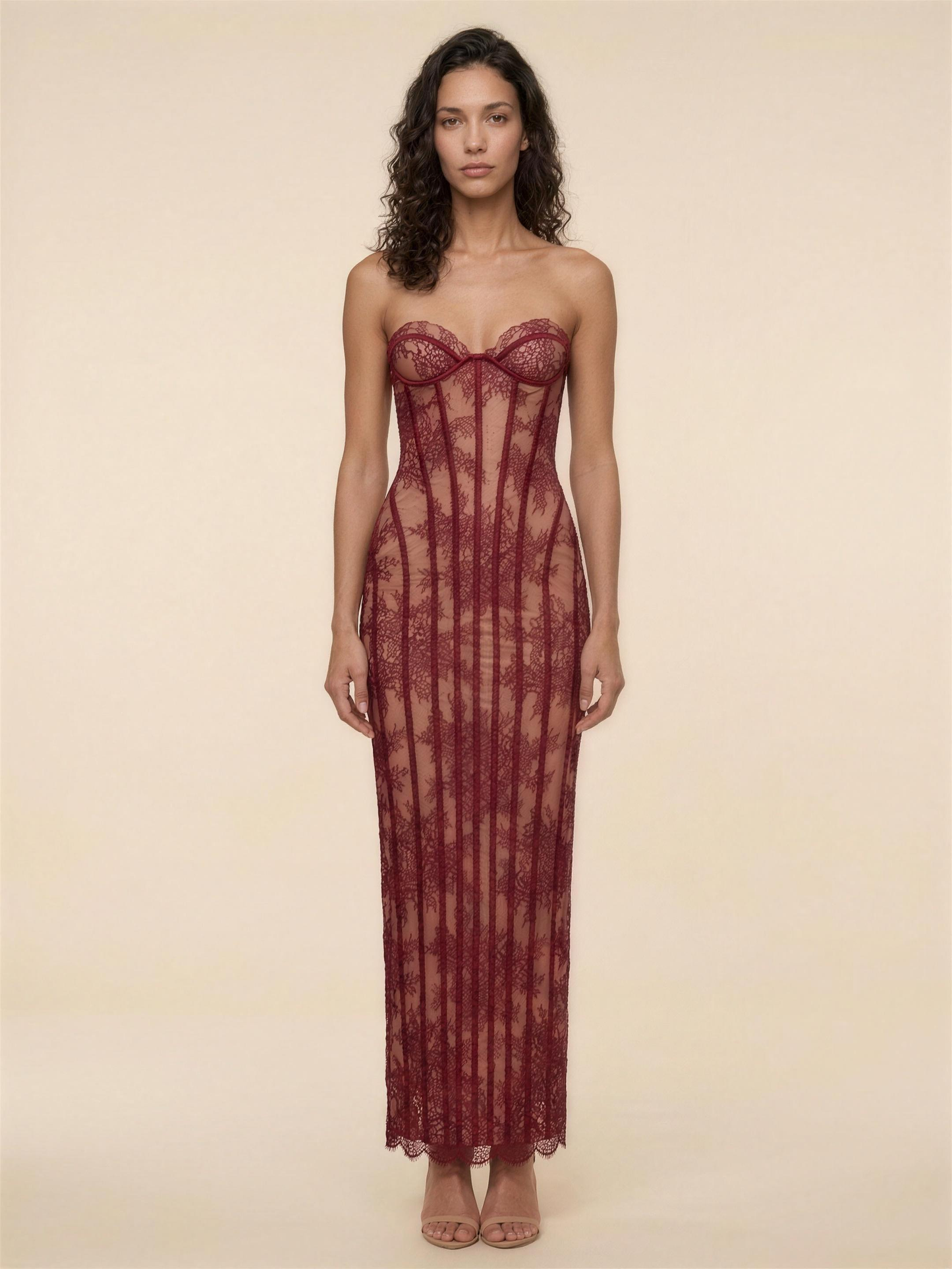 CHARLEE | JEAN MAXI DRESS - Burgundy