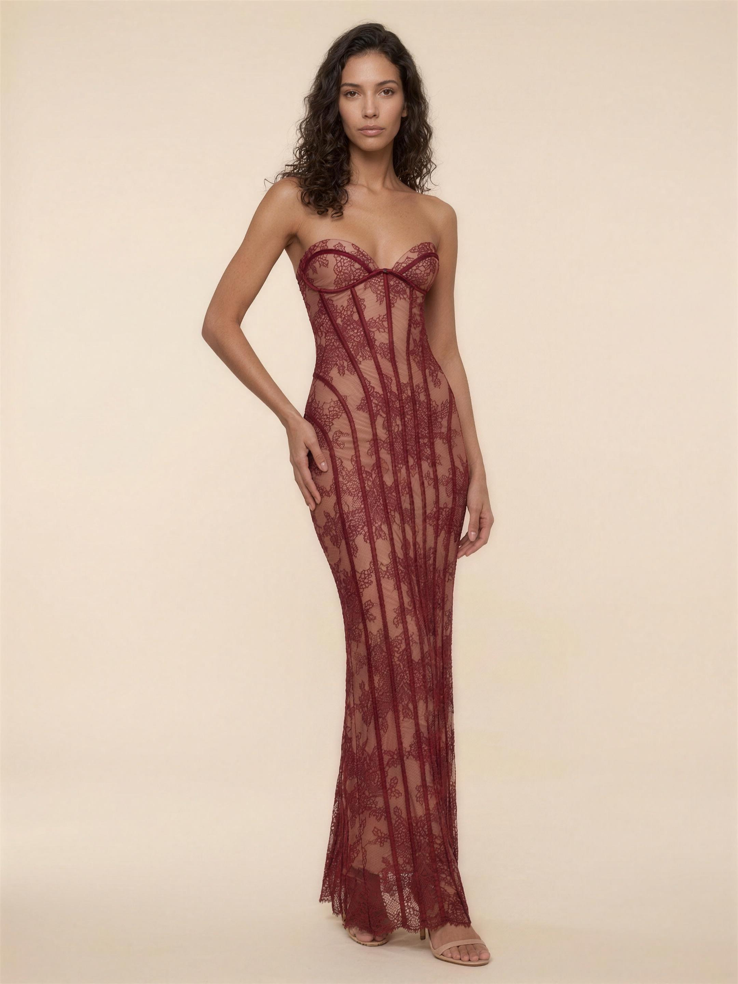 CHARLEE | JEAN MAXI DRESS - Burgundy