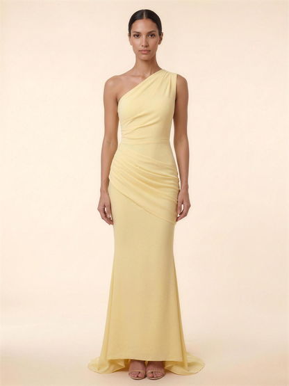 LUMI | RUCHED MAXI DRESS - Lemon