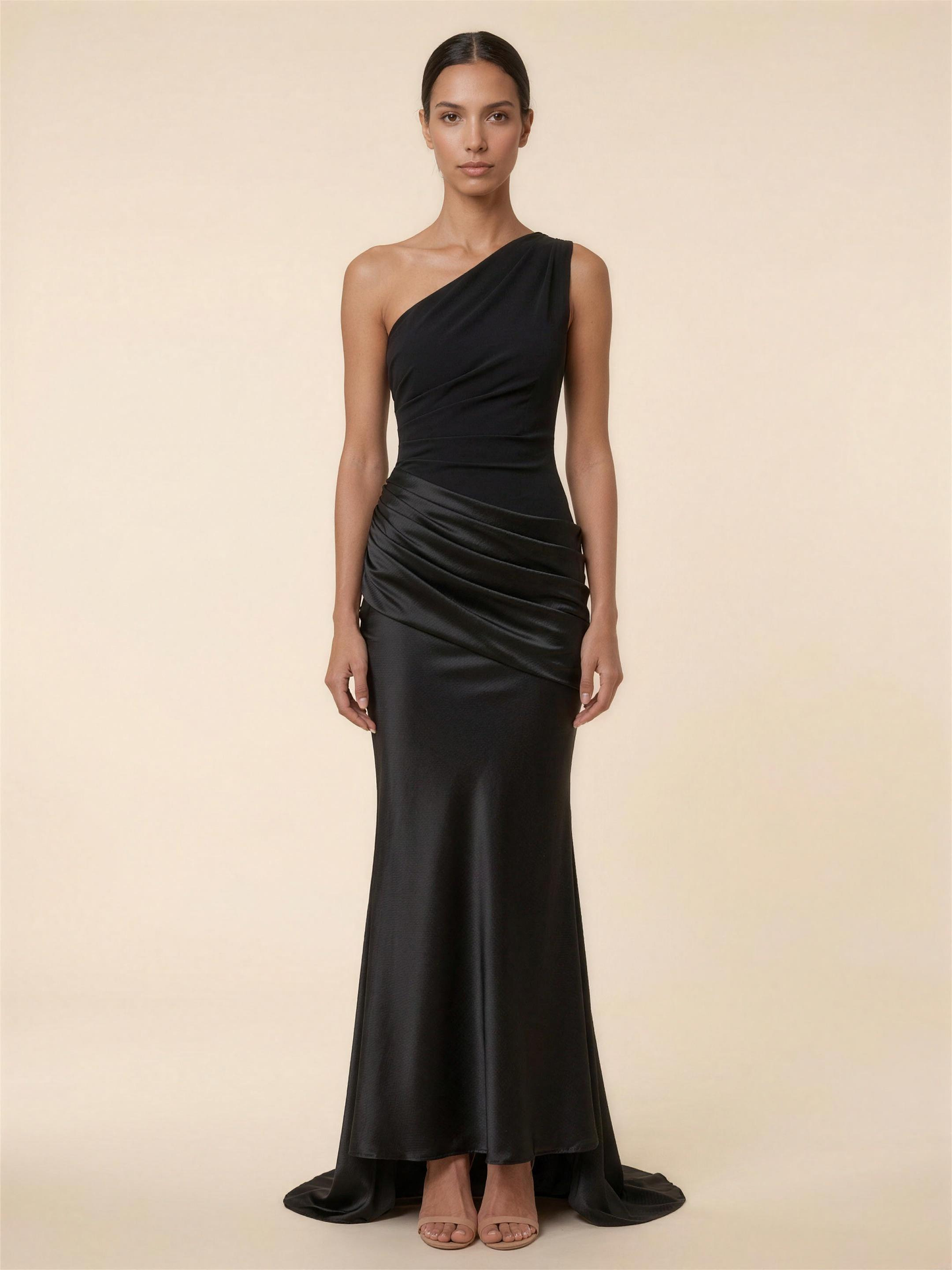 LUMI | RUCHED MAXI DRESS - Black