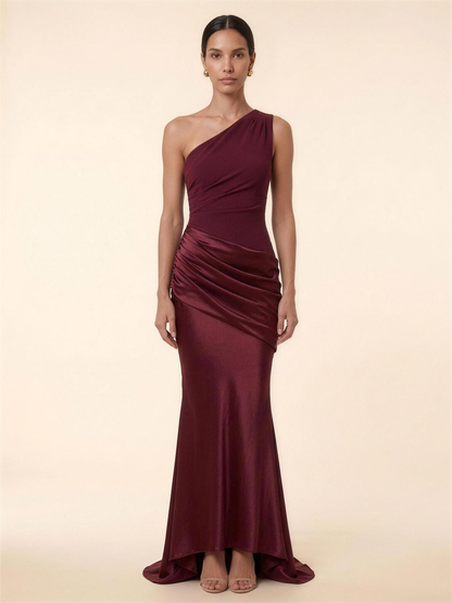 LUMI | RUCHED MAXI DRESS - Cherry Lacquer