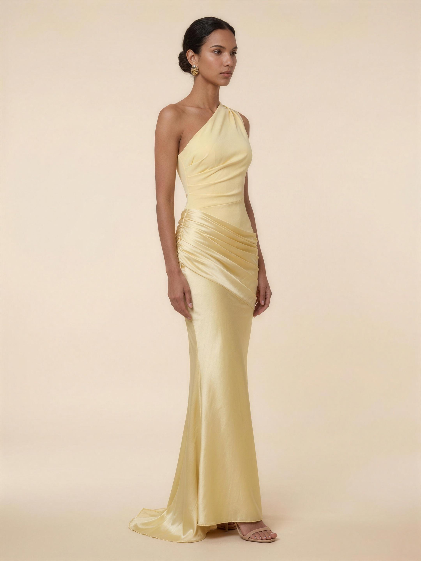 LUMI | RUCHED MAXI DRESS - Lemon