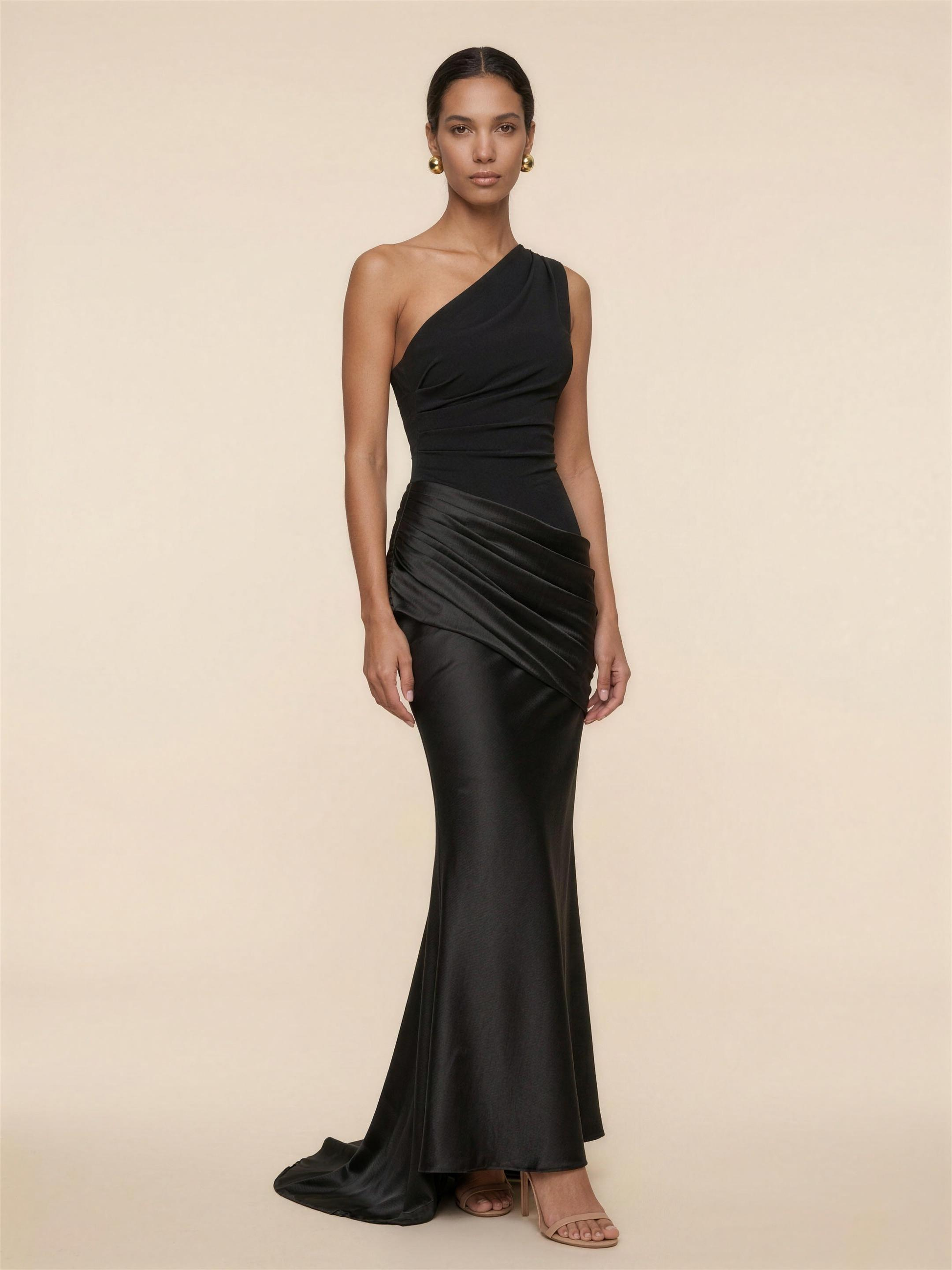 LUMI | RUCHED MAXI DRESS - Black