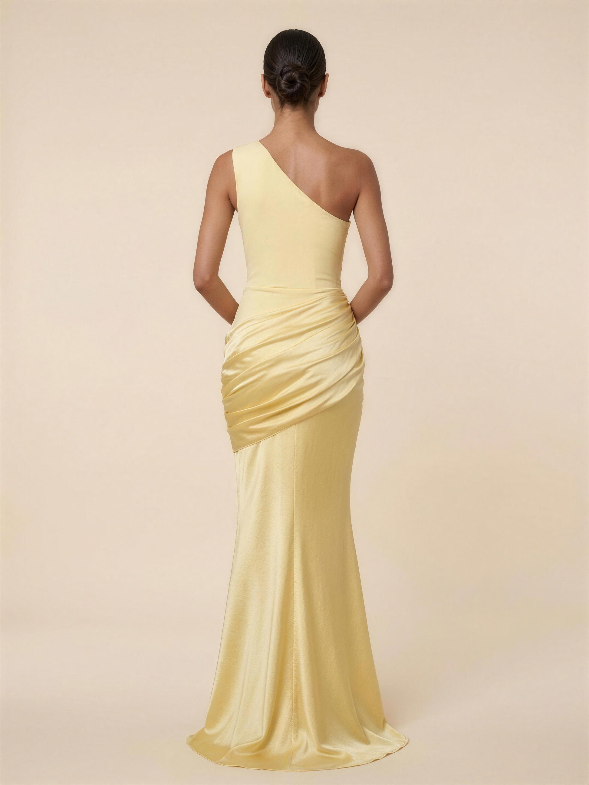 LUMI | RUCHED MAXI DRESS - Lemon
