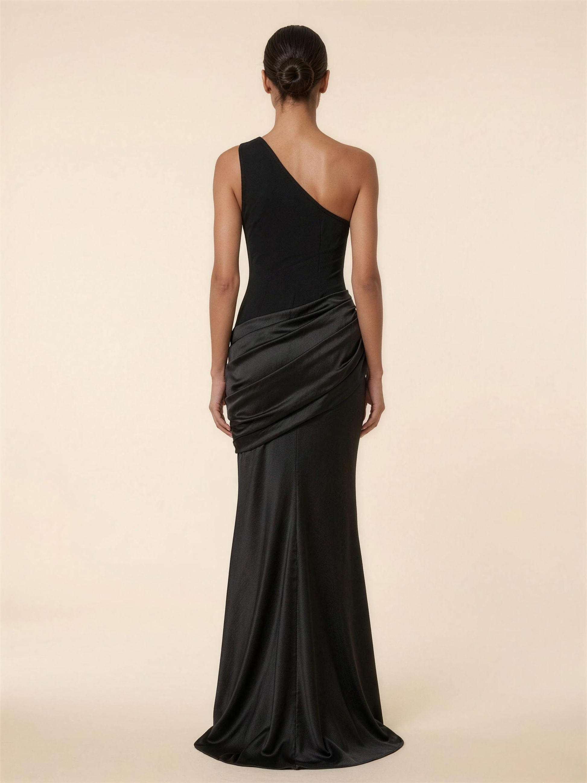 LUMI | RUCHED MAXI DRESS - Black