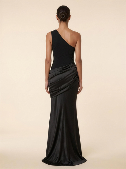 LUMI | RUCHED MAXI DRESS - Black
