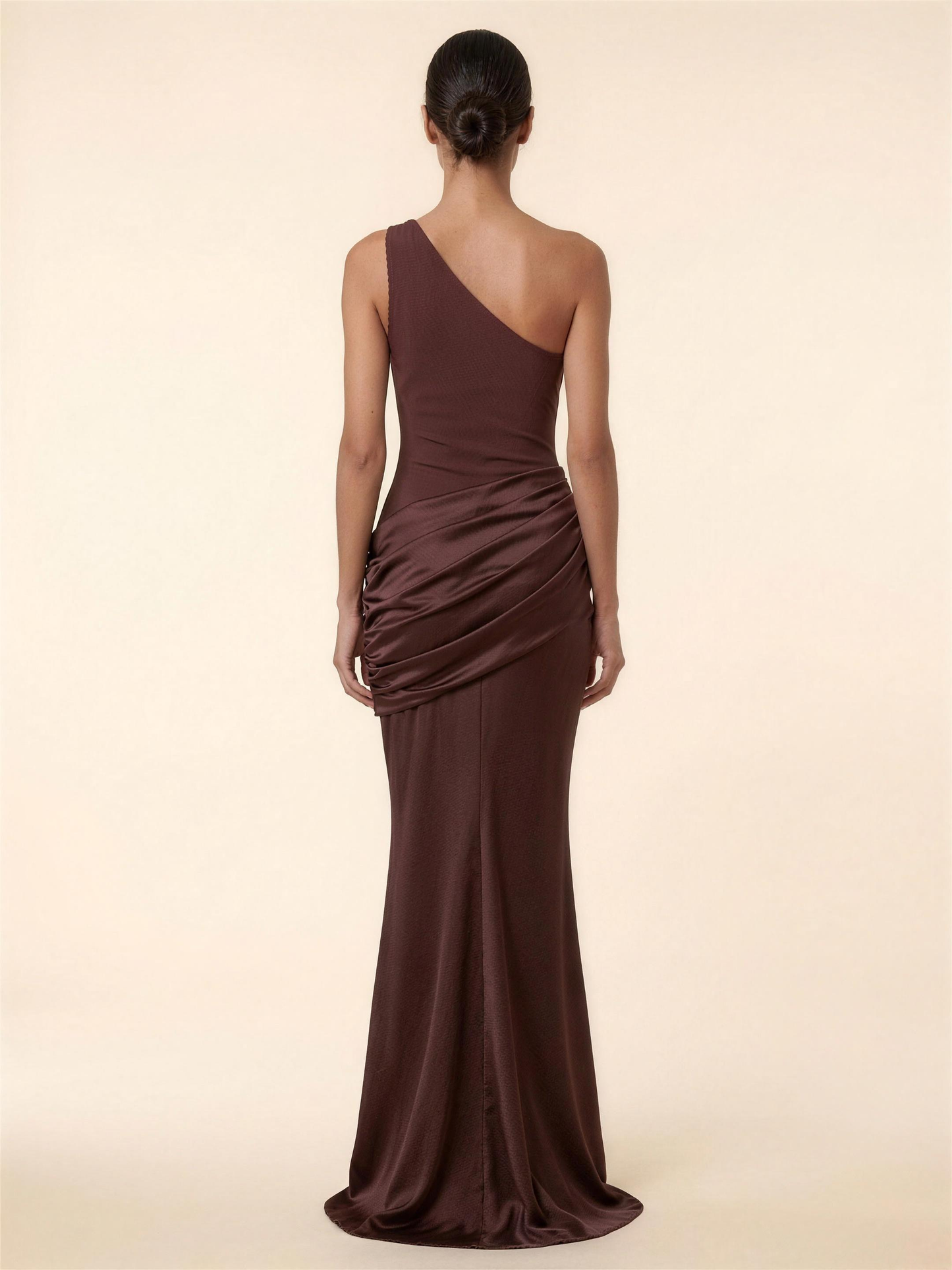 LUMI | RUCHED MAXI DRESS - Brown
