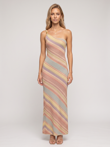 ABBY | WINTER MAXI DRESS - Pastel Stripe