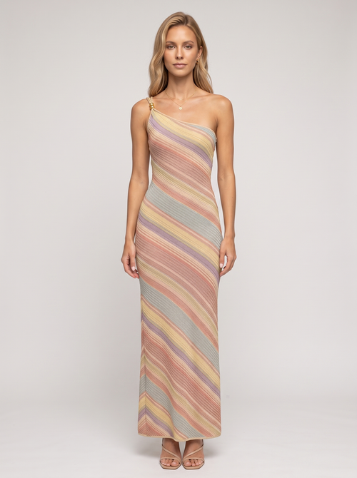 ABBY | WINTER MAXI DRESS - Pastel Stripe