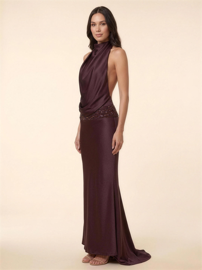 JULISSA | AQUA MAXI DRESS - Brown