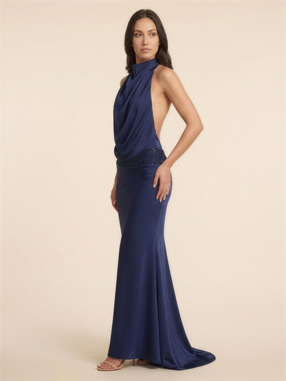 JULISSA | AQUA MAXI DRESS - Navy