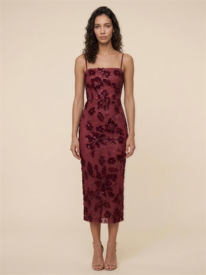 WINNIE | SLIT MIDI DRESS - Merlot